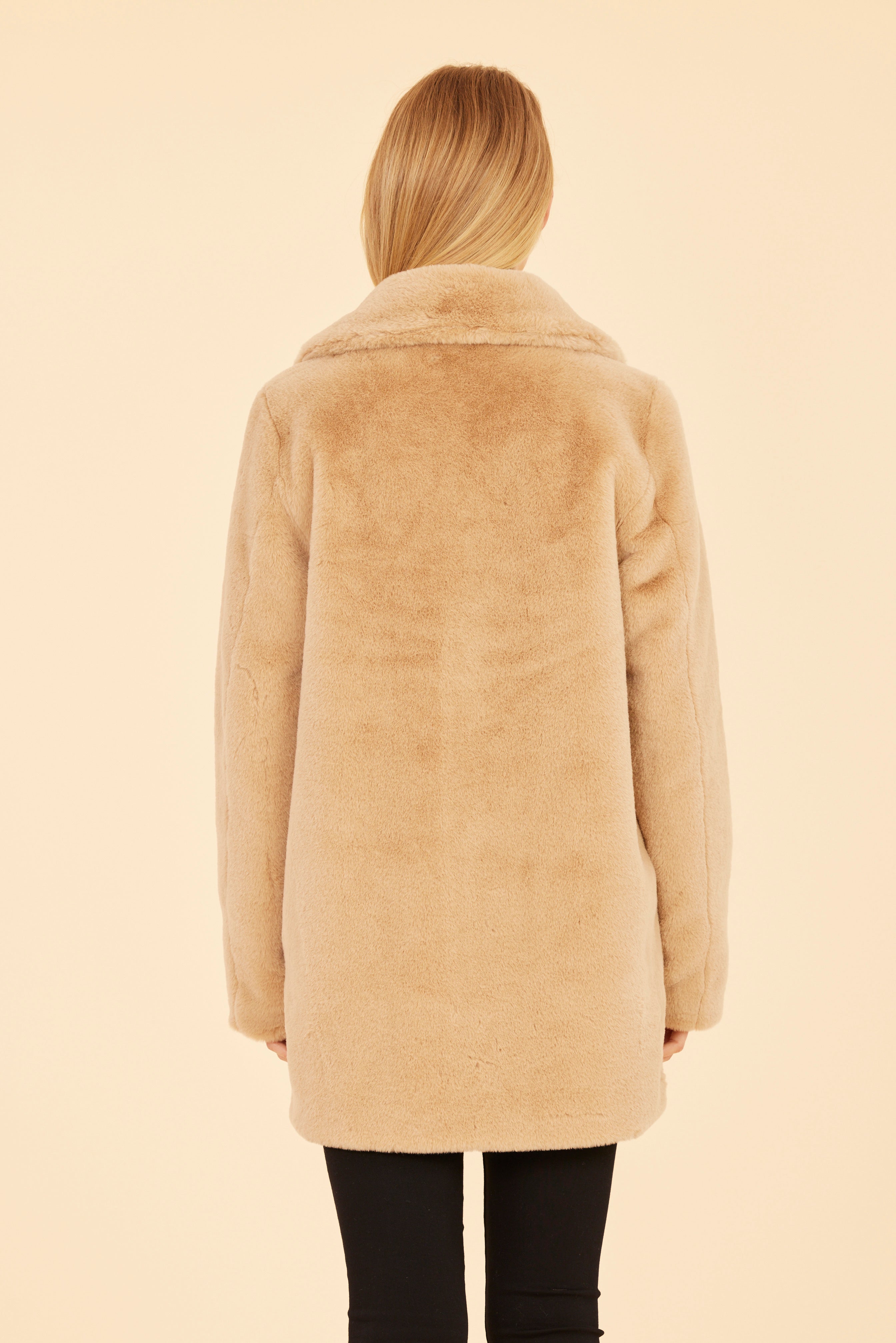 Mid Length Plush Faux Fur Coat