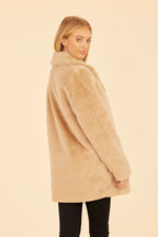 Mid Length Plush Faux Fur Coat