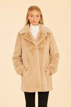 Mid Length Plush Faux Fur Coat
