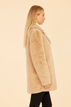 Mid Length Plush Faux Fur Coat