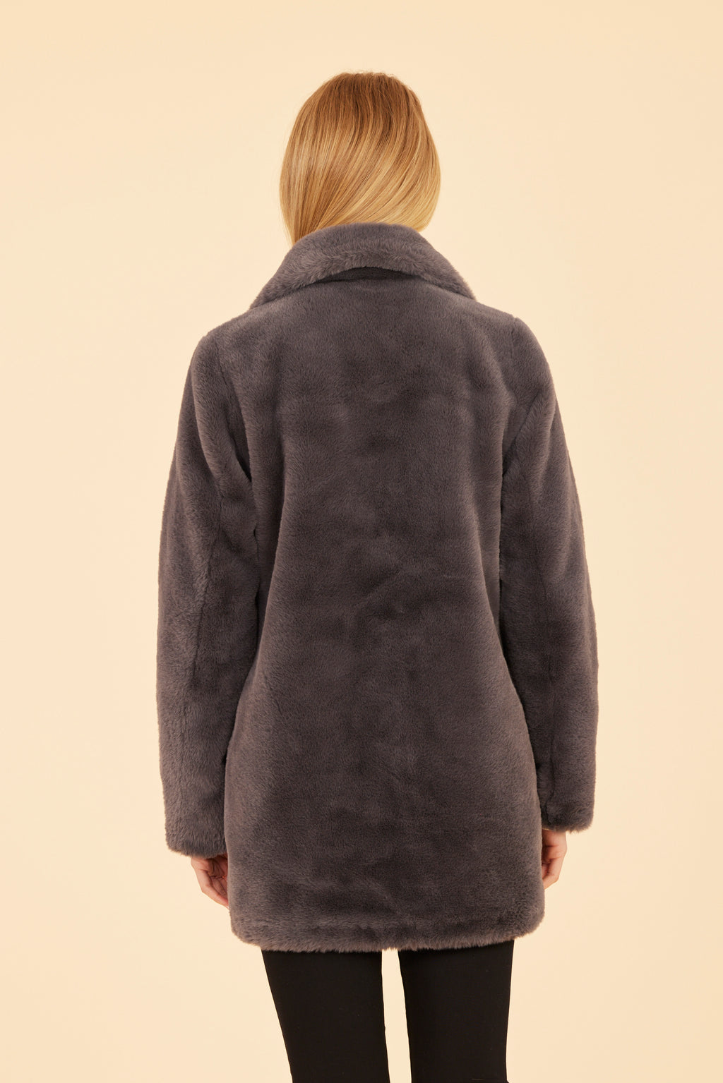 Mid Length Plush Faux Fur Coat