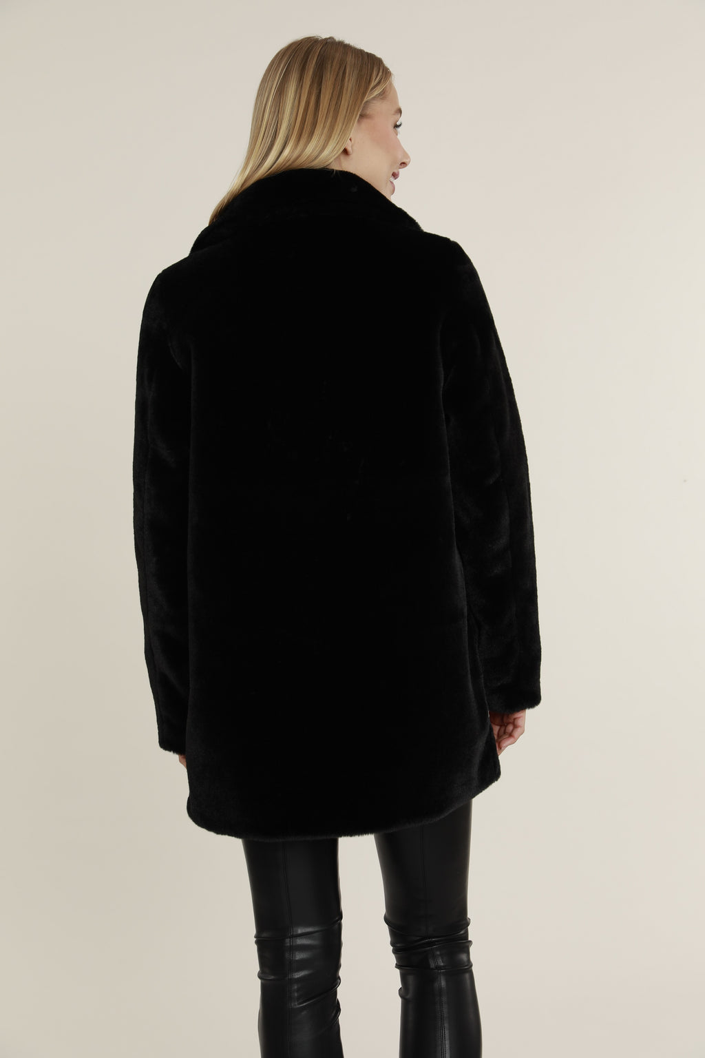 Mid Length Plush Faux Fur Coat