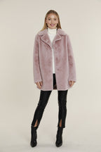 Mid Length Plush Faux Fur Coat