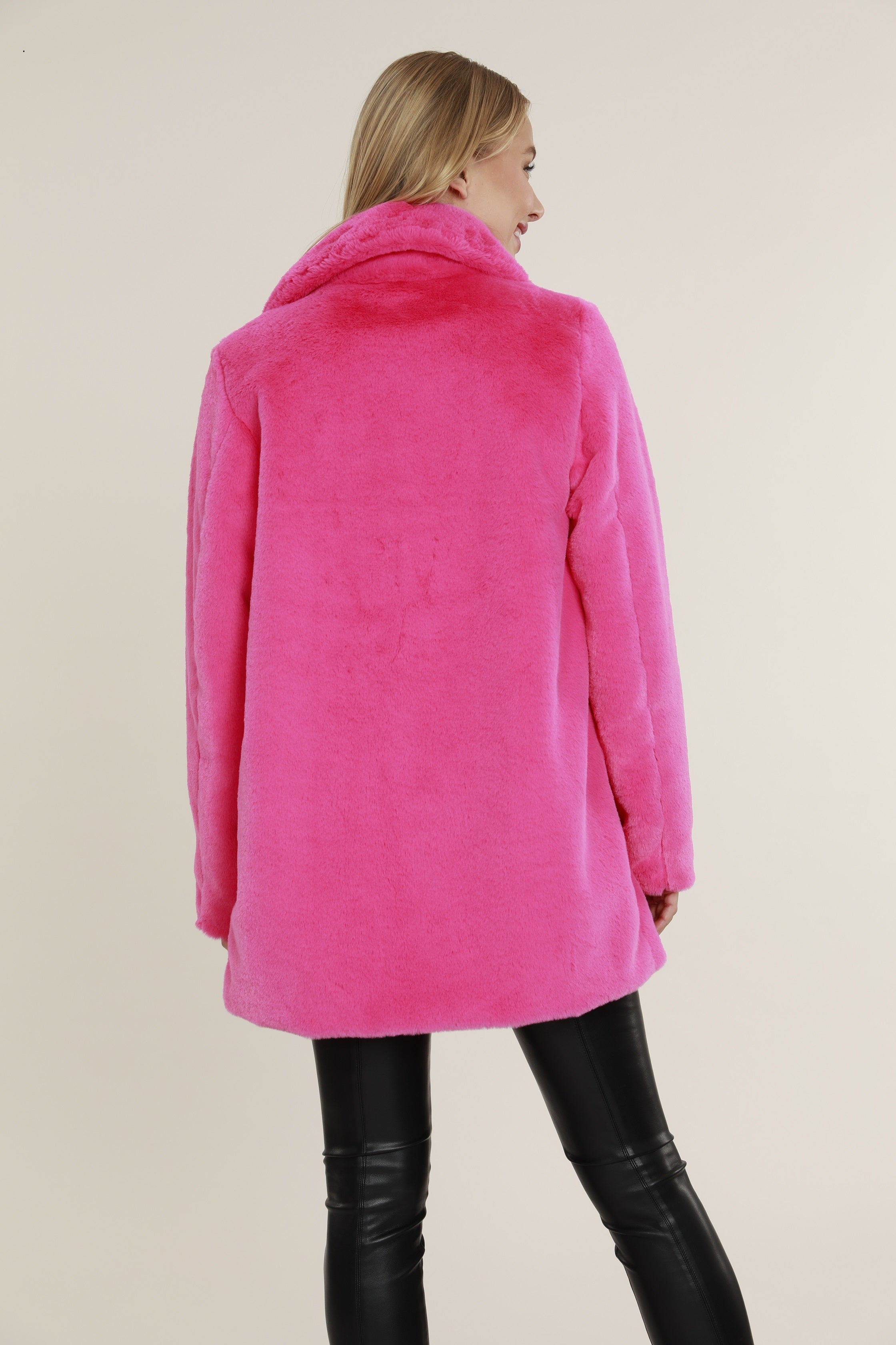 Mid Length Plush Faux Fur Coat