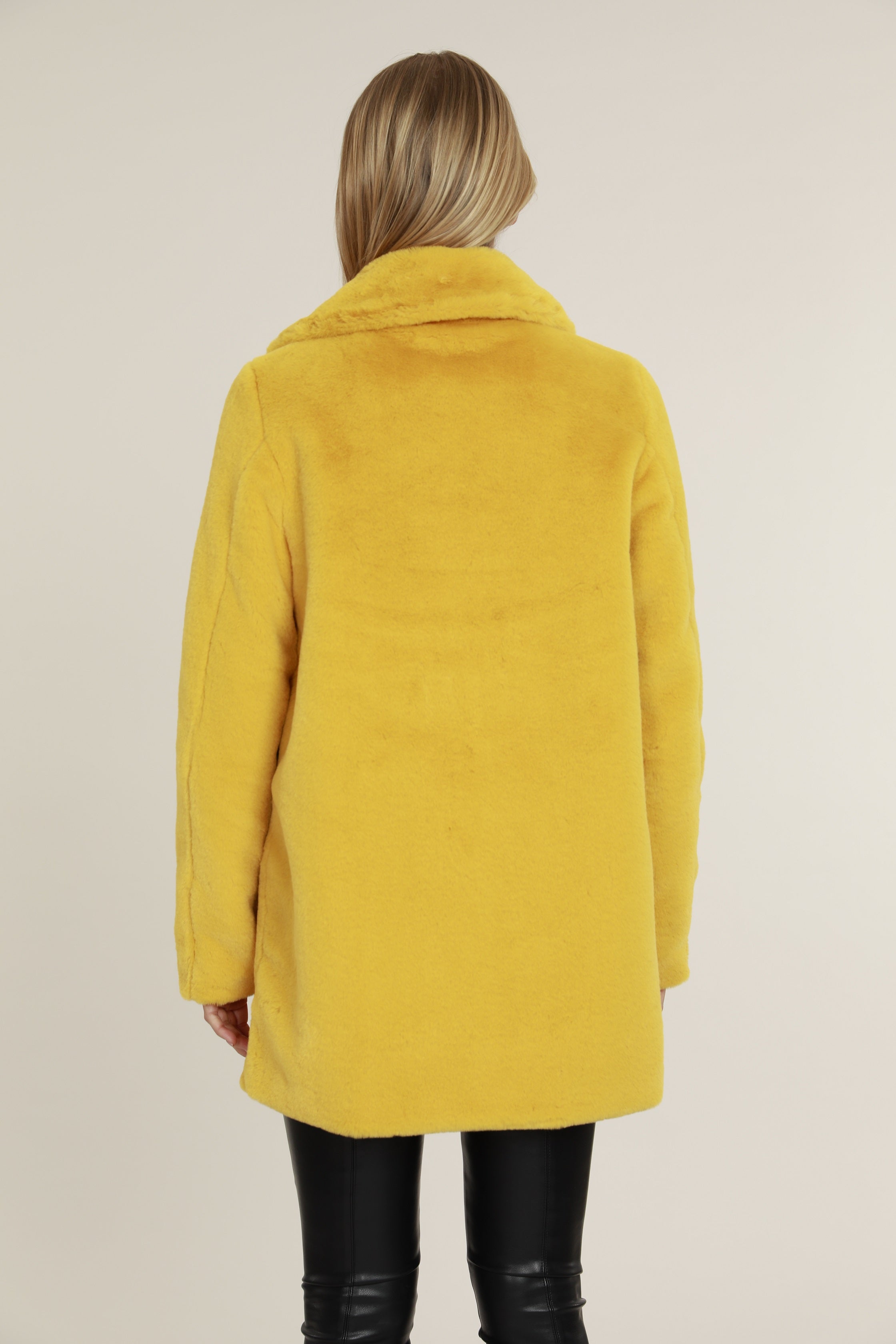 Mid Length Plush Faux Fur Coat