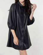 Dark Navy vegan leather dress