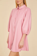 Faux Leather Puff Sleeve Dress