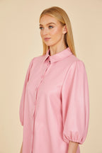 Faux Leather Puff Sleeve Dress