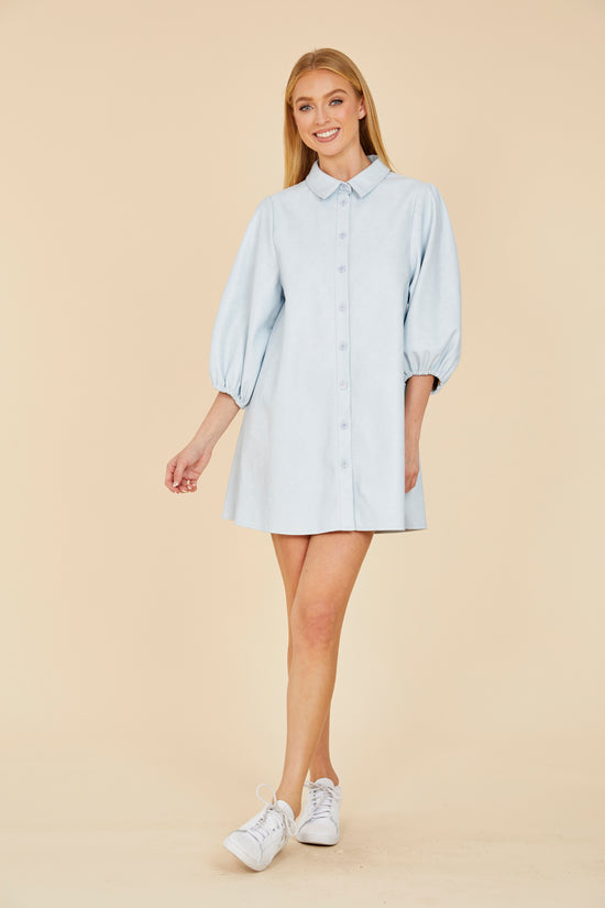SS'24 Faux Leather Puff Sleeve Dress