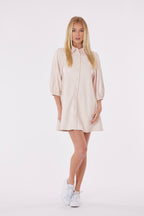 Faux Leather Dress with Puff Sleeves