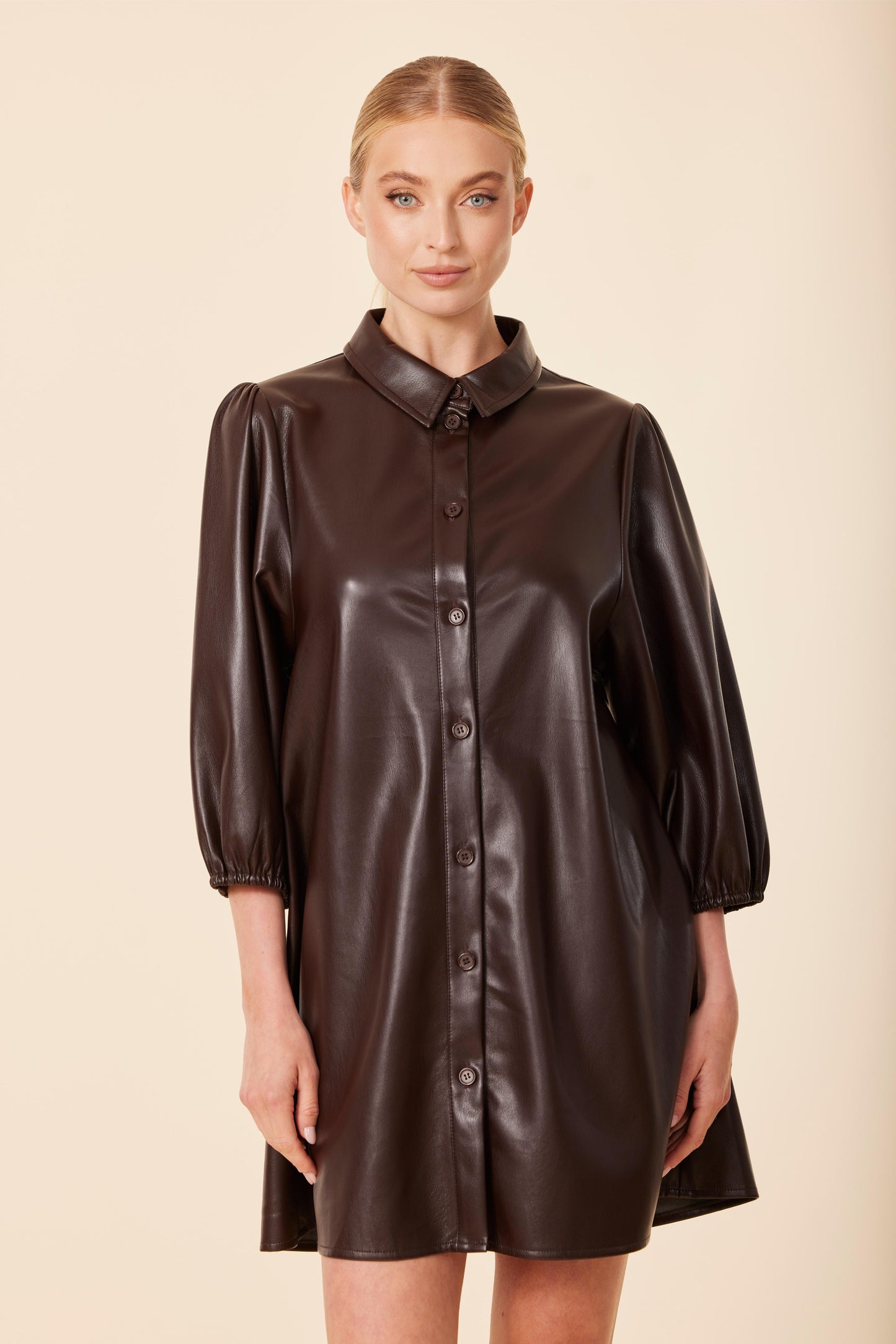 FW'25 Vegan Leather Exaggerated Sleeve Dress / Tunic