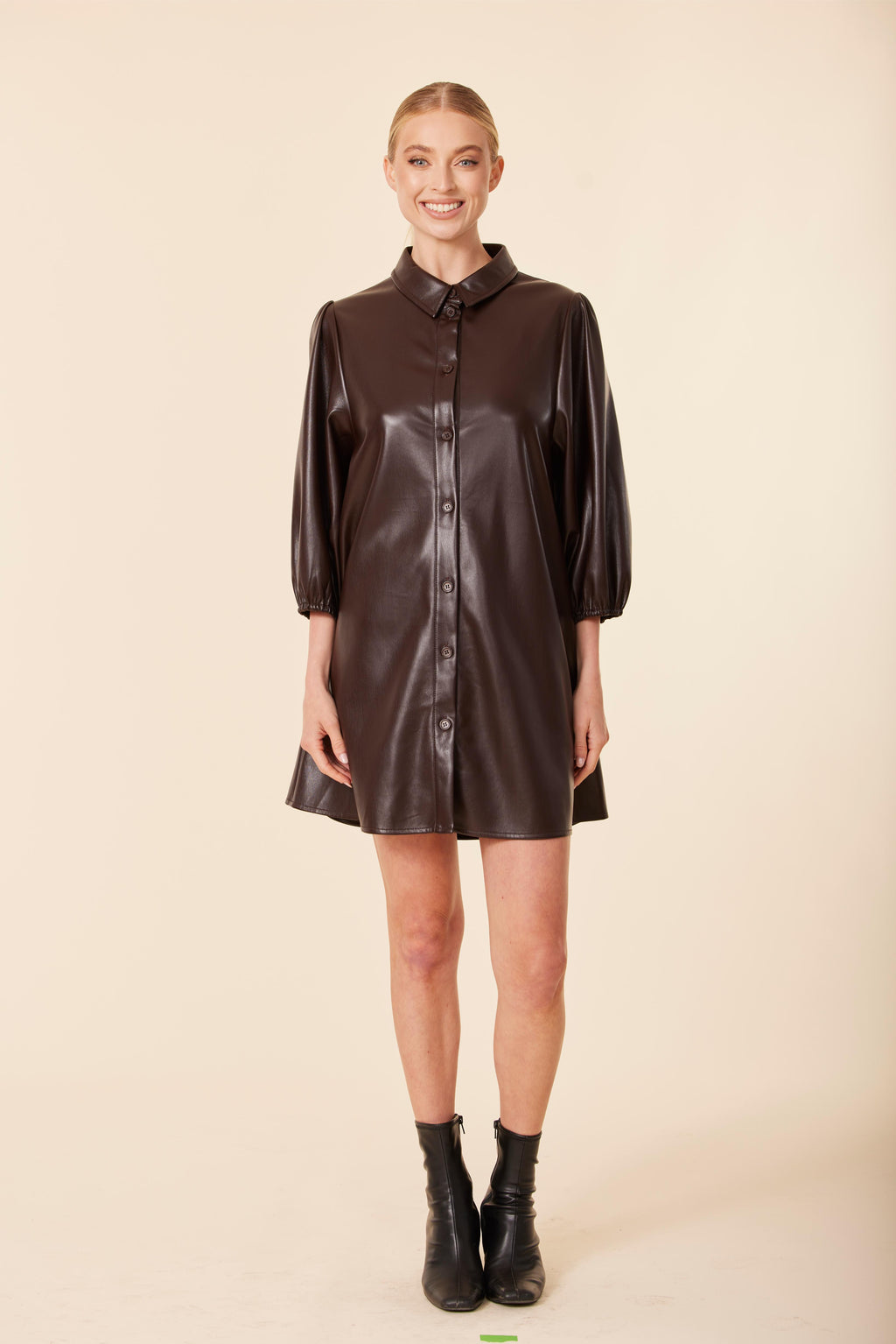 FW'25 Vegan Leather Exaggerated Sleeve Dress / Tunic