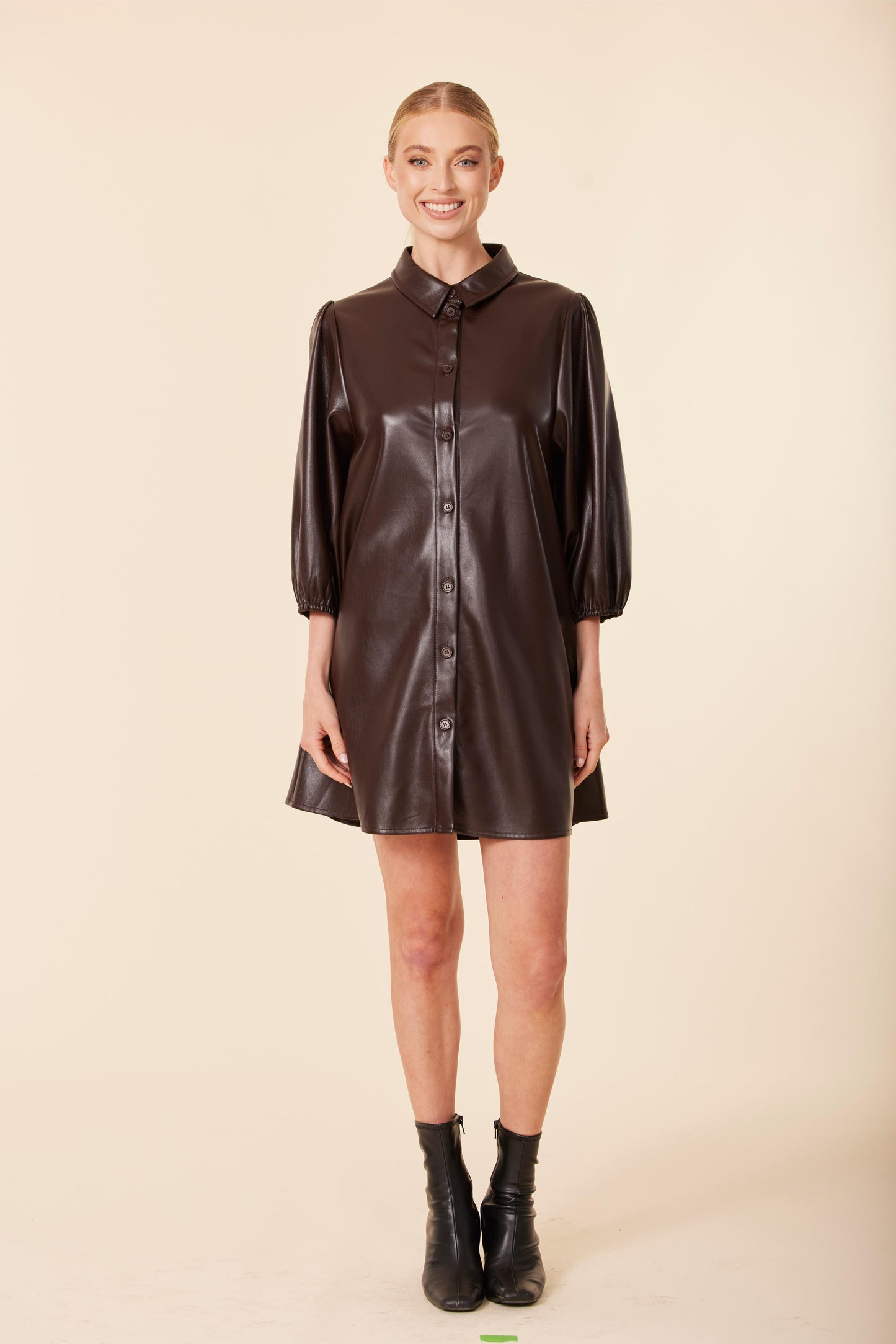 FW'25 Vegan Leather Exaggerated Sleeve Dress / Tunic