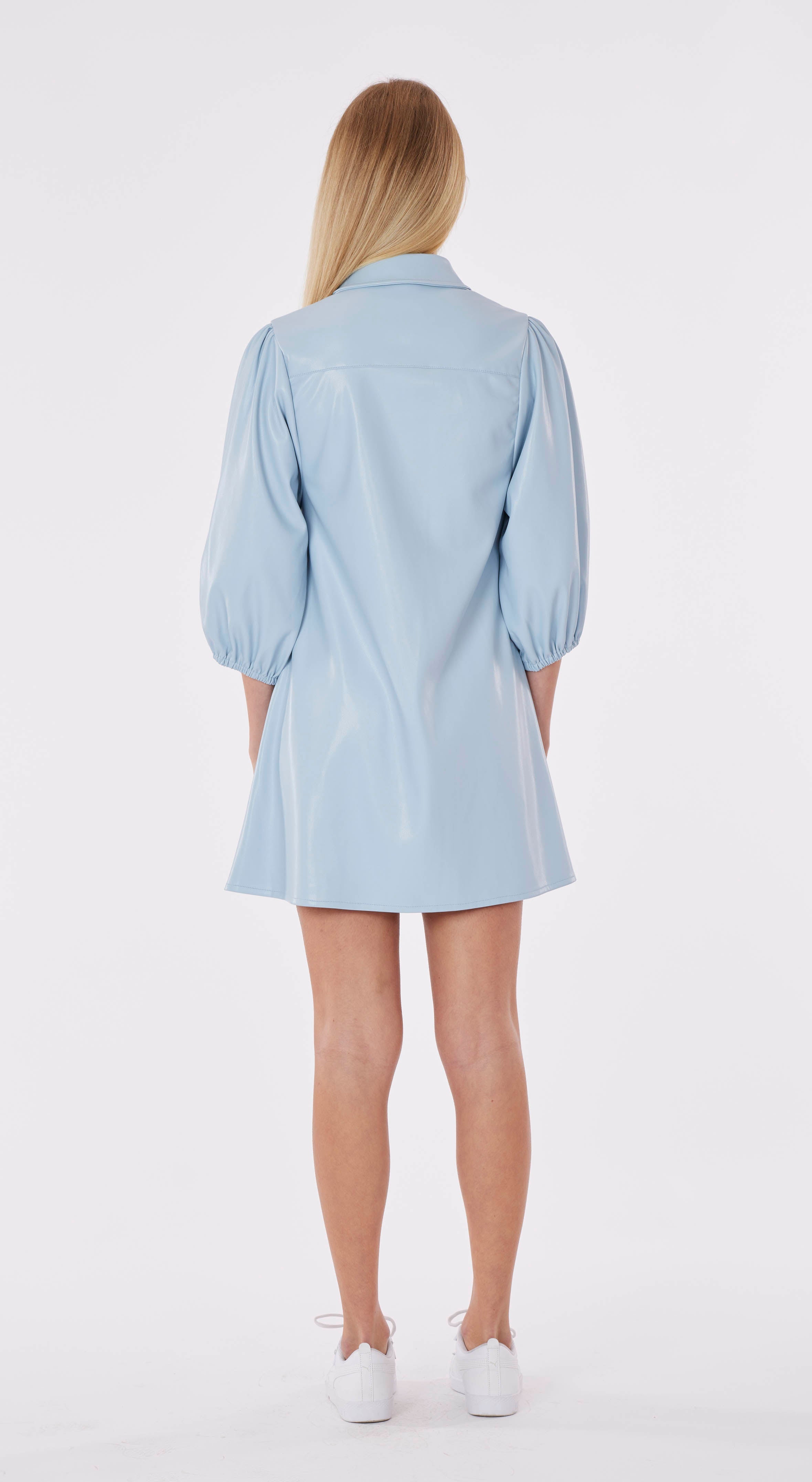 Faux Leather Dress with Puff Sleeves Dolce Cabo Faux Leather Dress with Puff Sleeves Dolce Cabo