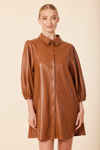 FW'25 Vegan Leather Exaggerated Sleeve Dress / Tunic