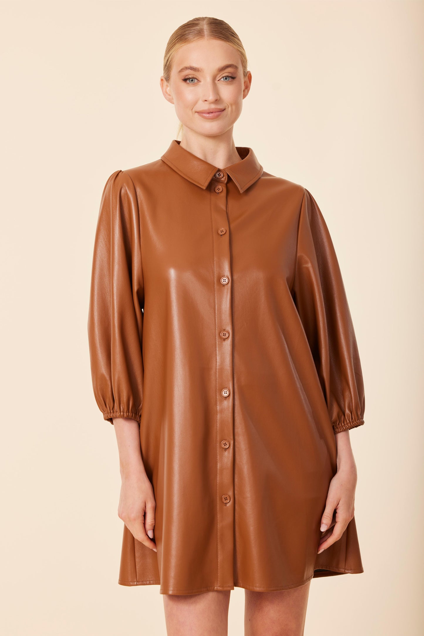 FW'25 Vegan Leather Exaggerated Sleeve Dress / Tunic