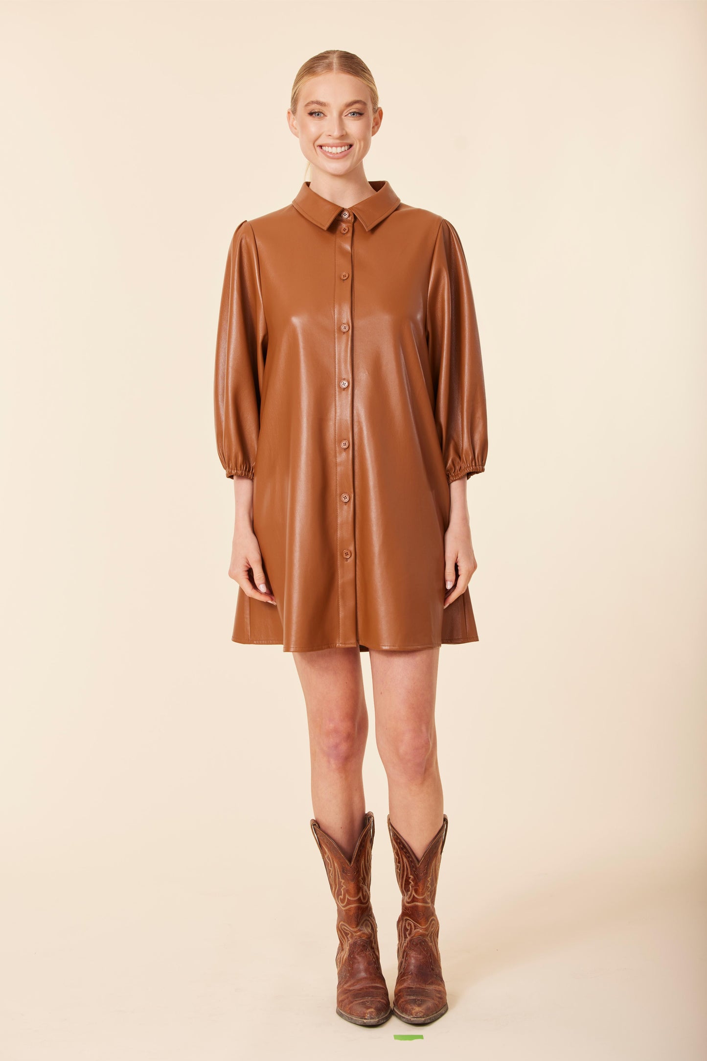FW'25 Vegan Leather Exaggerated Sleeve Dress / Tunic