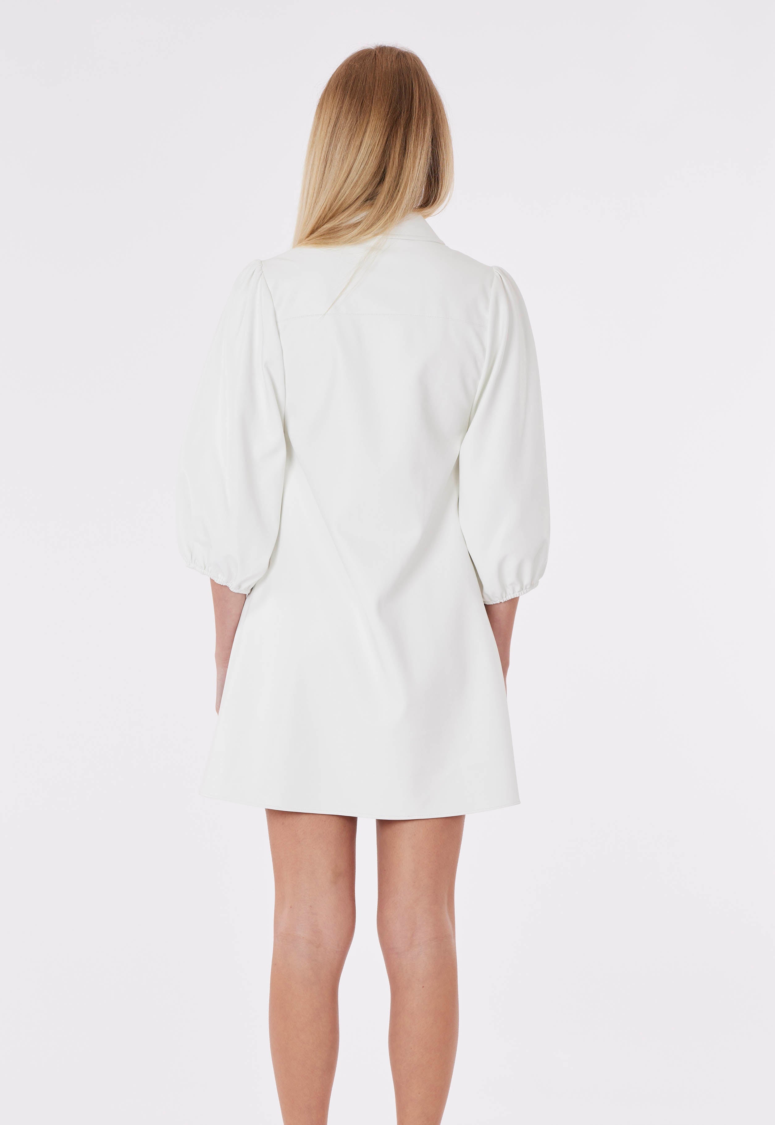 Faux Leather Dress with Puff Sleeves  Dolce Cabo