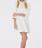 Faux Leather Dress with Puff Sleeves