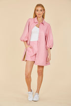 Faux Leather Pleated Shorts