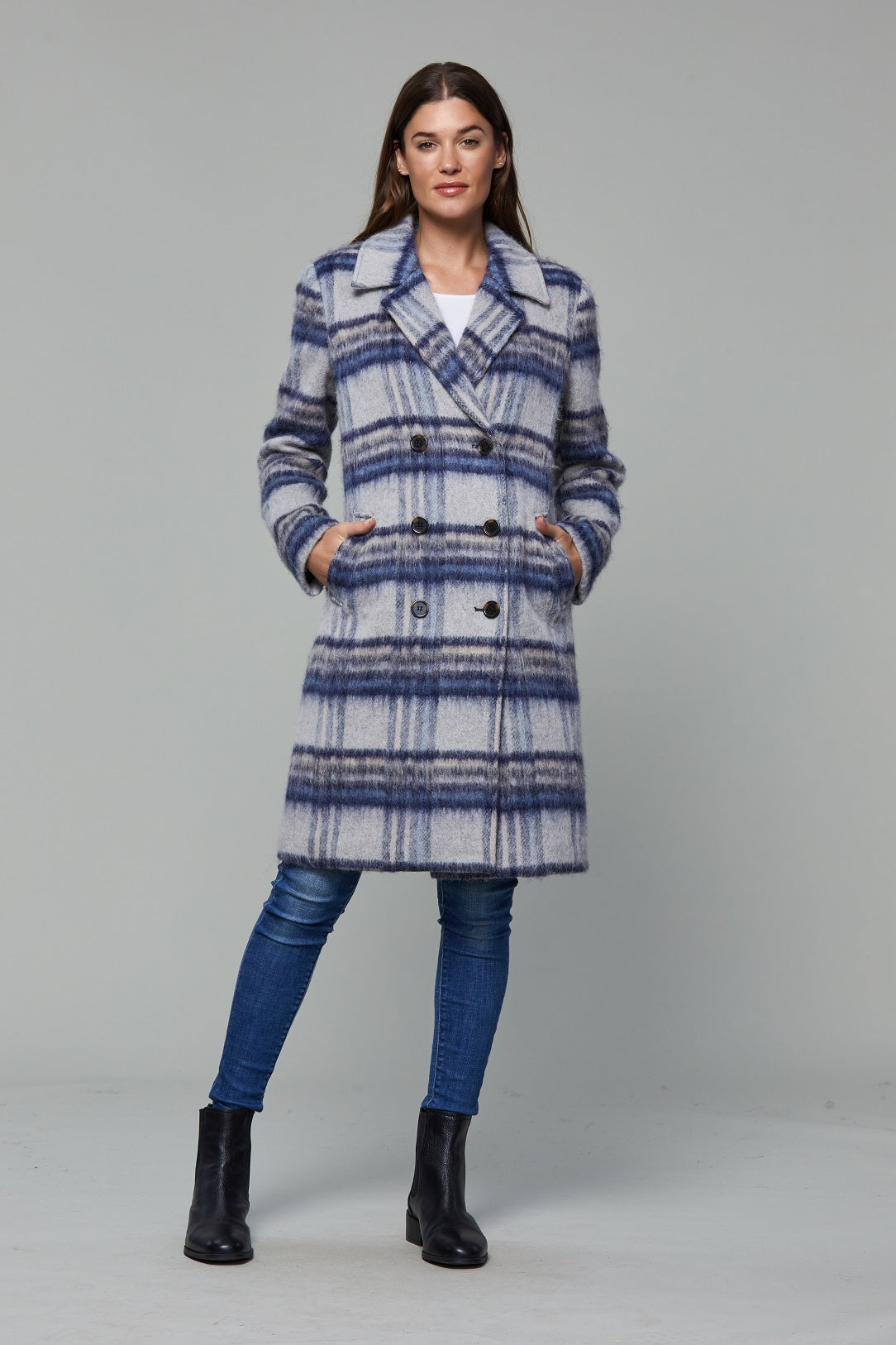 Double Breasted Plaid Trench Coat