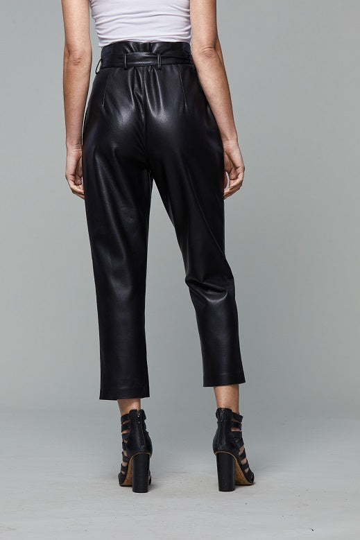 Zara High Black Rise Faux Vegan Leather Trousers Pants