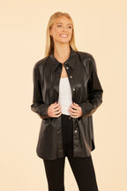 Faux Leather Button Up Shirt