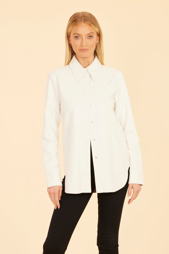 Faux Leather Button-Up Shirt