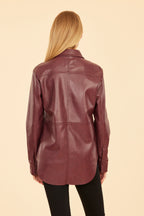 Faux Leather Button Up Shirt