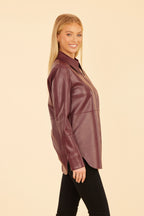 Faux Leather Button Up Shirt