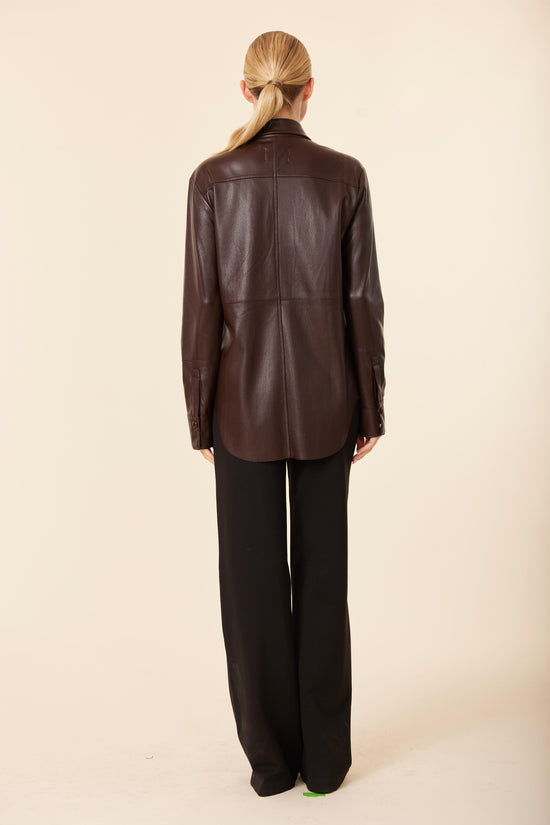 Faux Leather Metallic Tailored Shirt