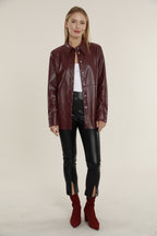 Faux Leather Button Up Shirt