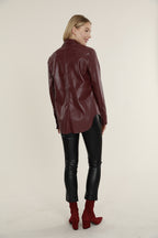 Faux Leather Button Up Shirt