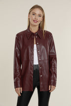 Faux Leather Button Up Shirt