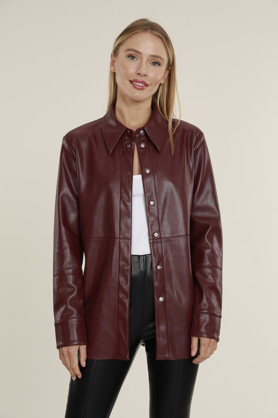 Faux Leather Button Up Shirt – Dolce Cabo