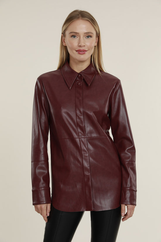 Vegan Leather Button-Down Shirt