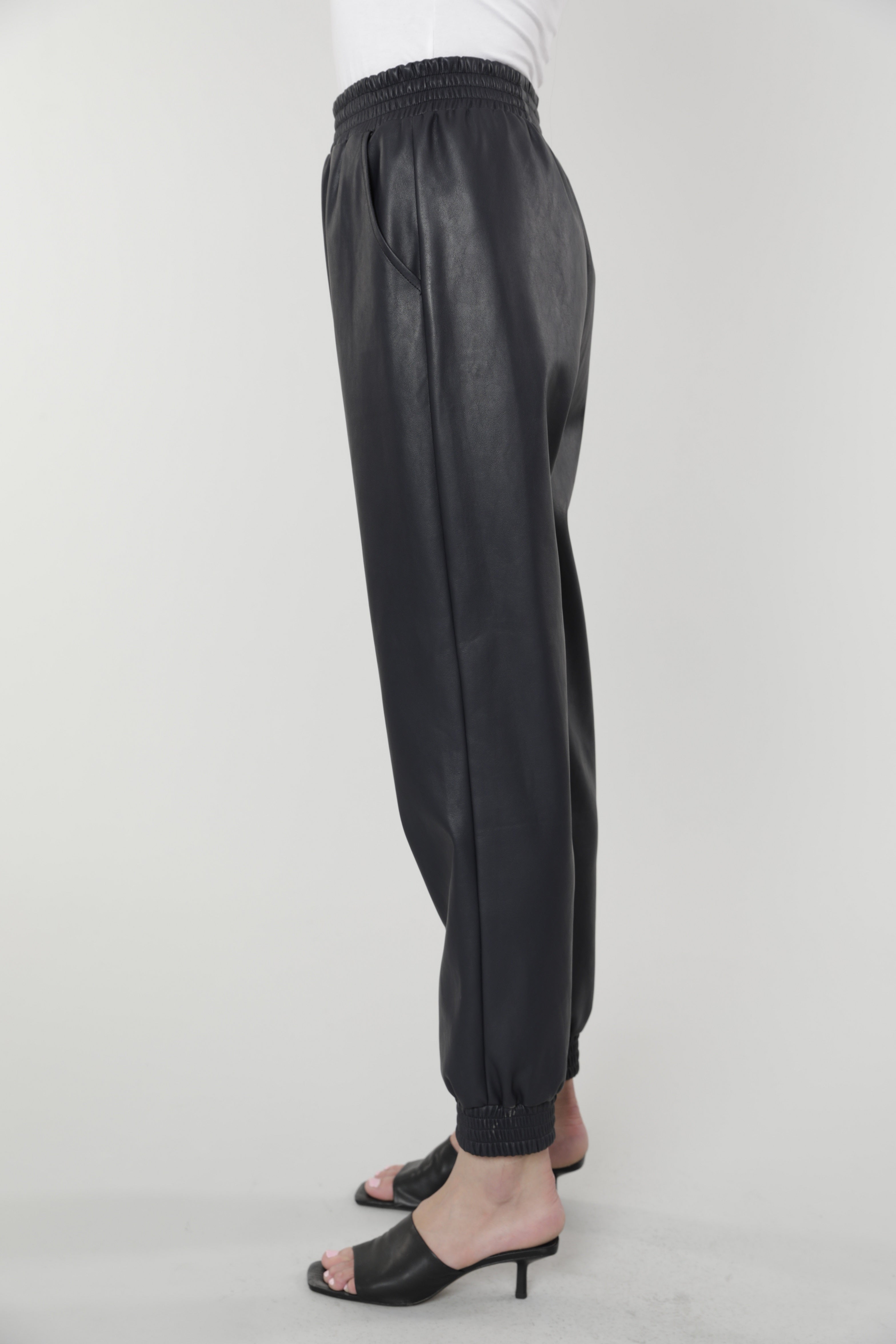 Faux Leather Joggers