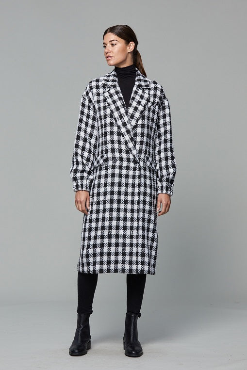 Plaid Trench Coat White/Black / M