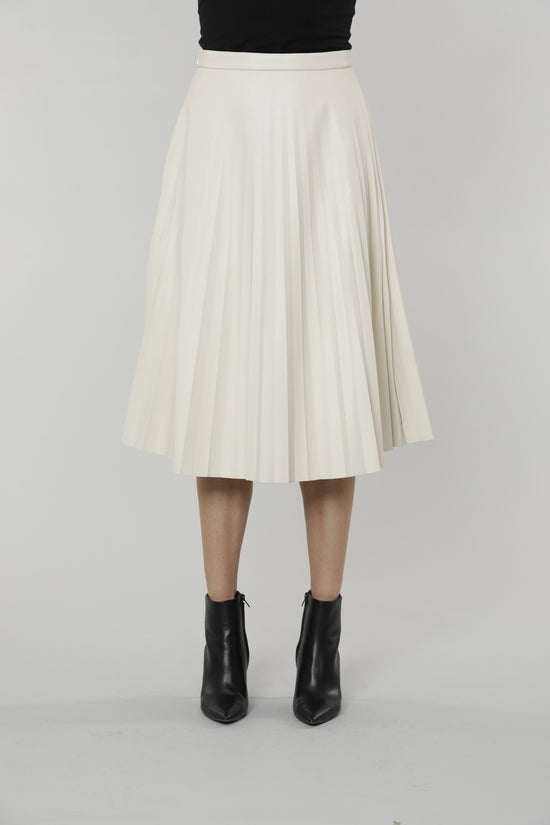 Load image into Gallery viewer, SS&amp;#39;23 Faux Leather Pleated Midi Skirt
