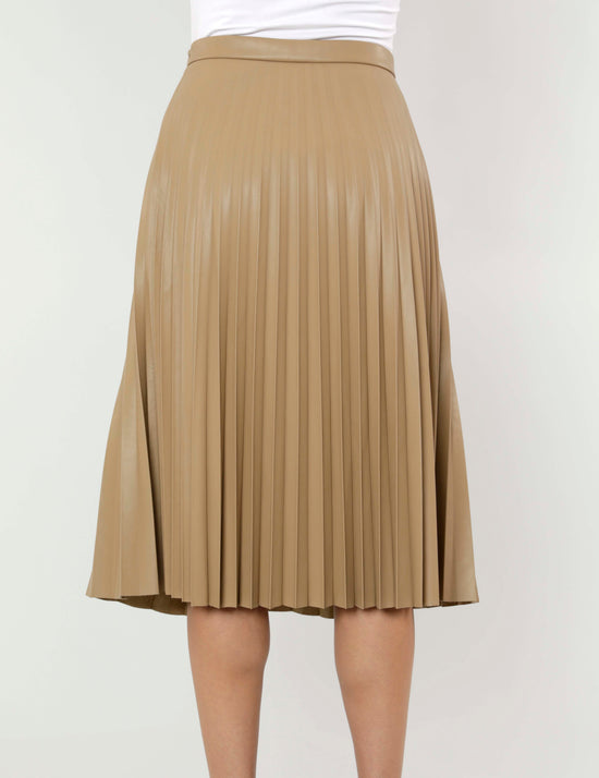 Vegan Leather Pleated Skirt