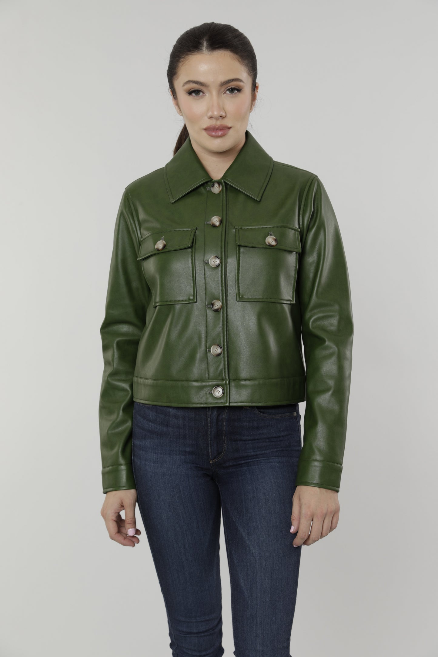 Simplee Casual Faux Leather Jacket Women Fashion Green Motorcycle Pocket  Female Leather Coat High Street Short Ladies Jackets 201023 From Bai04,  $23.93 | DHgate.Com