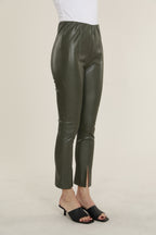 Faux Leather Split Hem Leggings