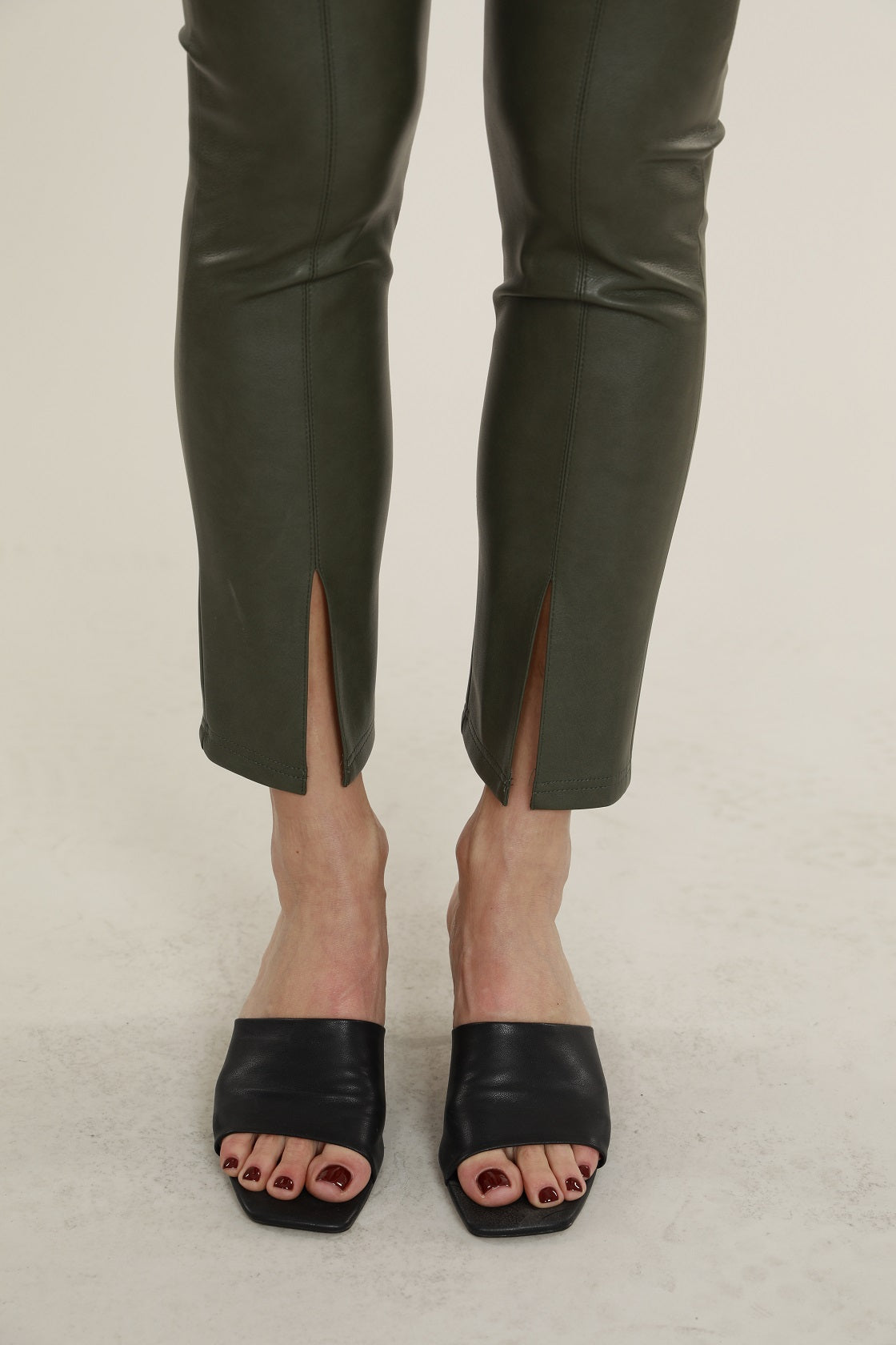 Faux Leather Split Hem Leggings