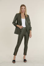 Faux Leather Split Hem Leggings