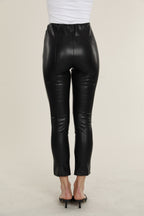 Faux Leather Split Hem Leggings