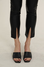 Faux Leather Split Hem Leggings