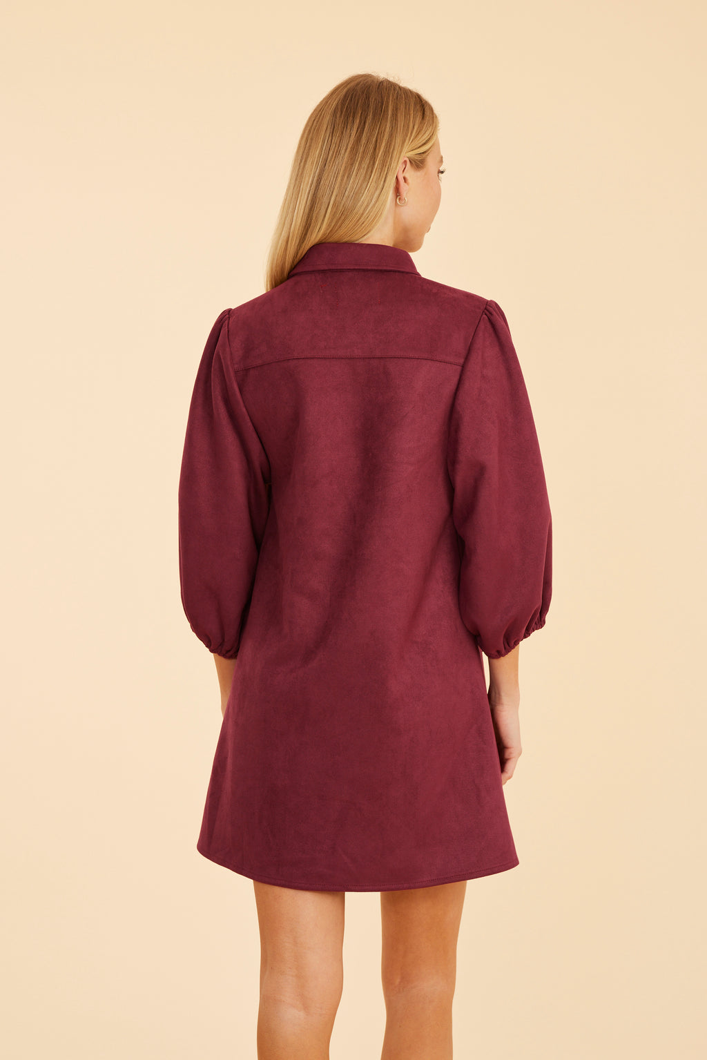 Faux Suede Puff Sleeve Dress