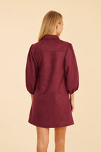 Faux Suede Puff Sleeve Dress