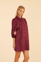 Faux Suede Puff Sleeve Dress