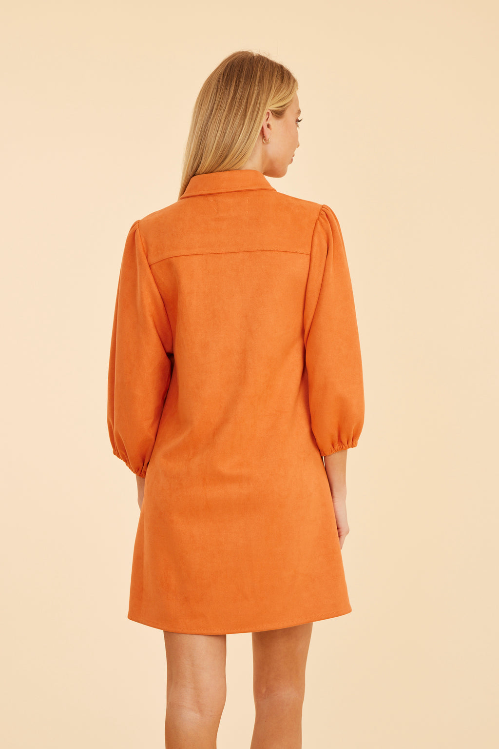 Faux Suede Puff Sleeve Dress